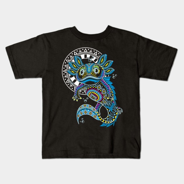 huichol axolotl Kids T-Shirt by PaperHead